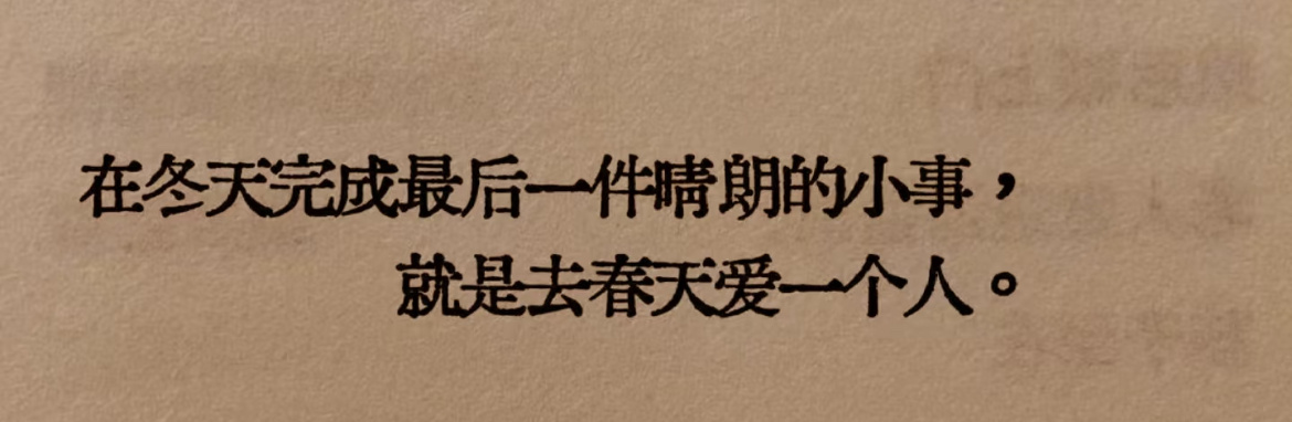 “在冬天完成最后一件晴朗的小事，就是去春天爱一个人” 