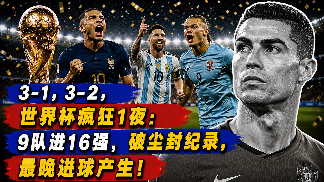 3-1，3-2，世界杯疯狂1夜：9队进16强 破尘封纪录 最晚进球产生
一晚上凑