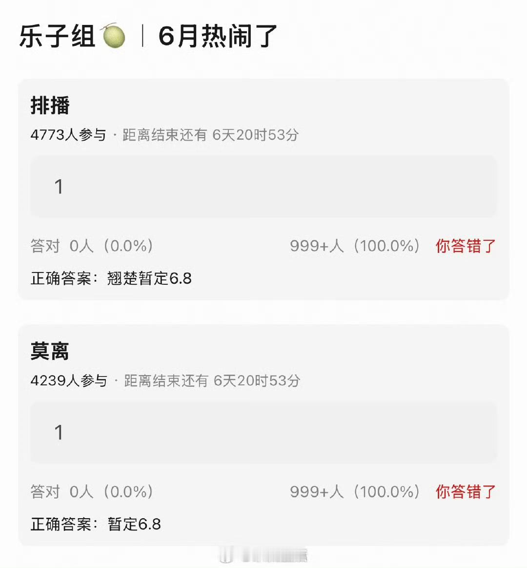 吃到🍉说6月份两部剧要对打？白鹿丞磊《莫离》和陈都灵周翊然排名不分先后《翘楚》