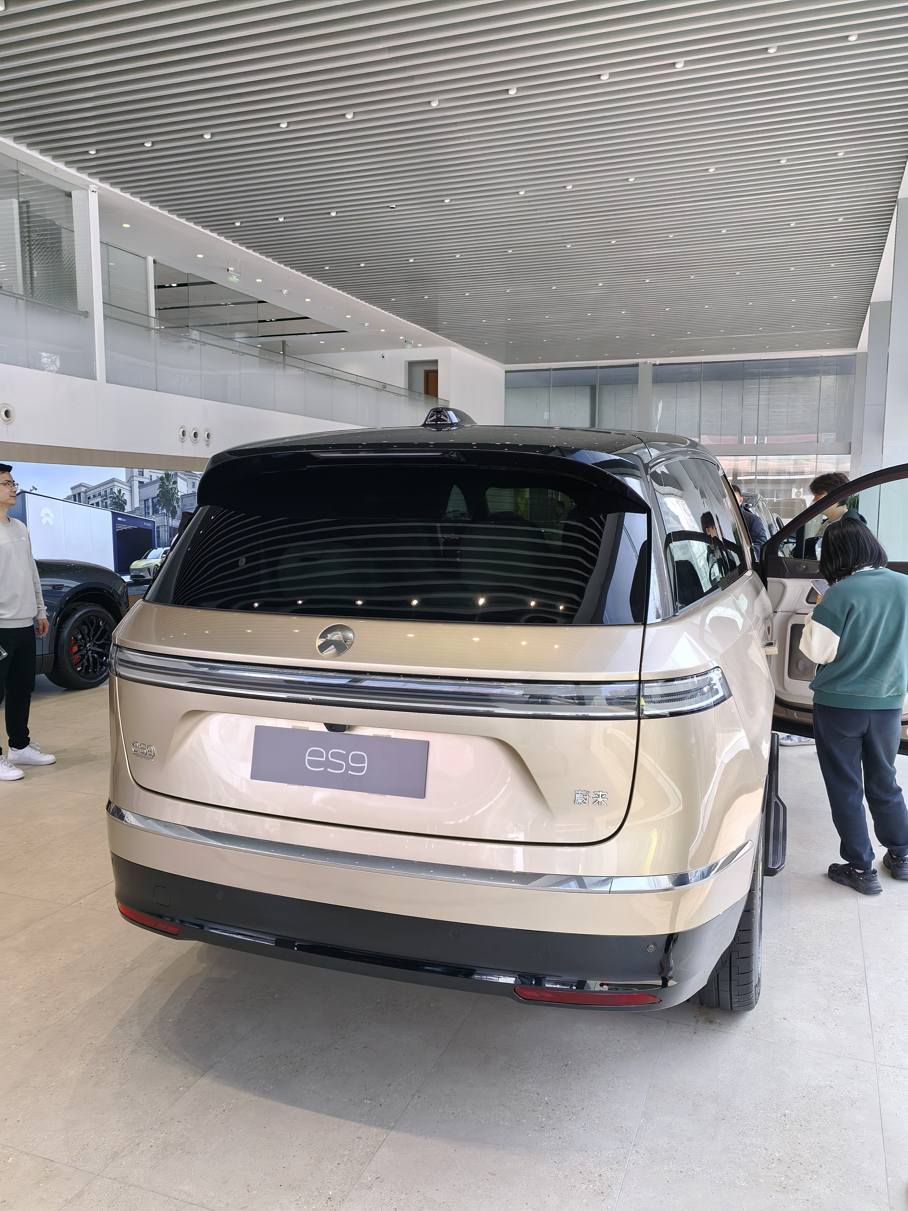 来看下蔚来ES9，这车真的好，比揽胜气场还大，车头比我车顶还要高，感觉这车要是开