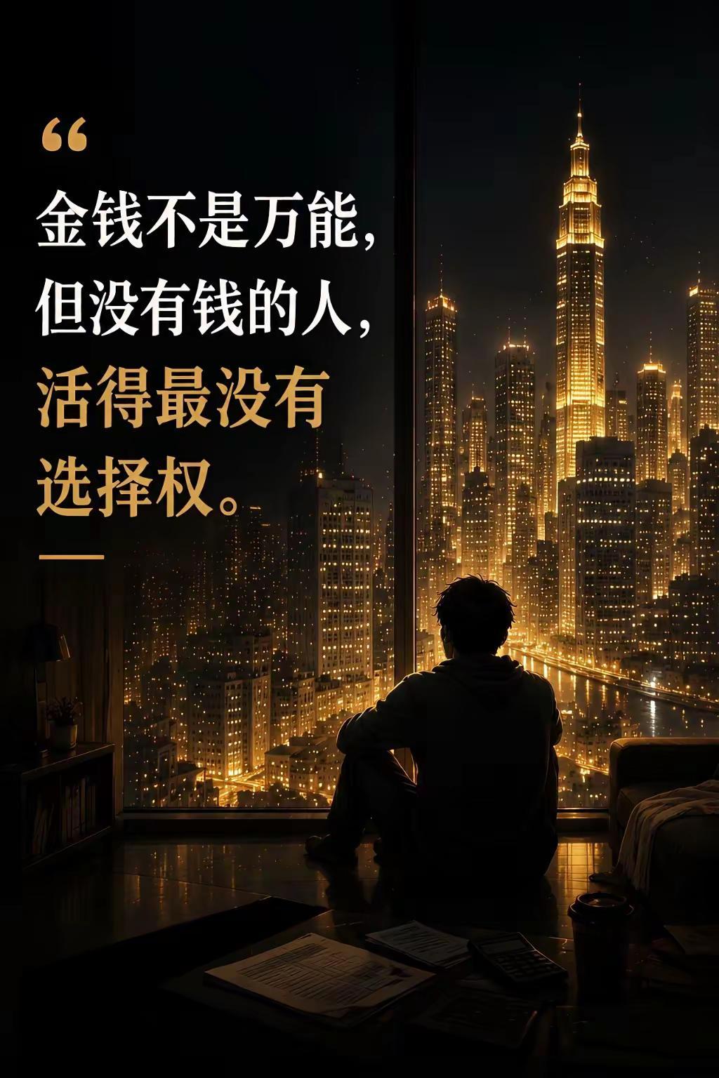 成年人的底气，都是钱给的。小时候觉得快乐最重要，长大后才懂，没钱的时候，连情绪都