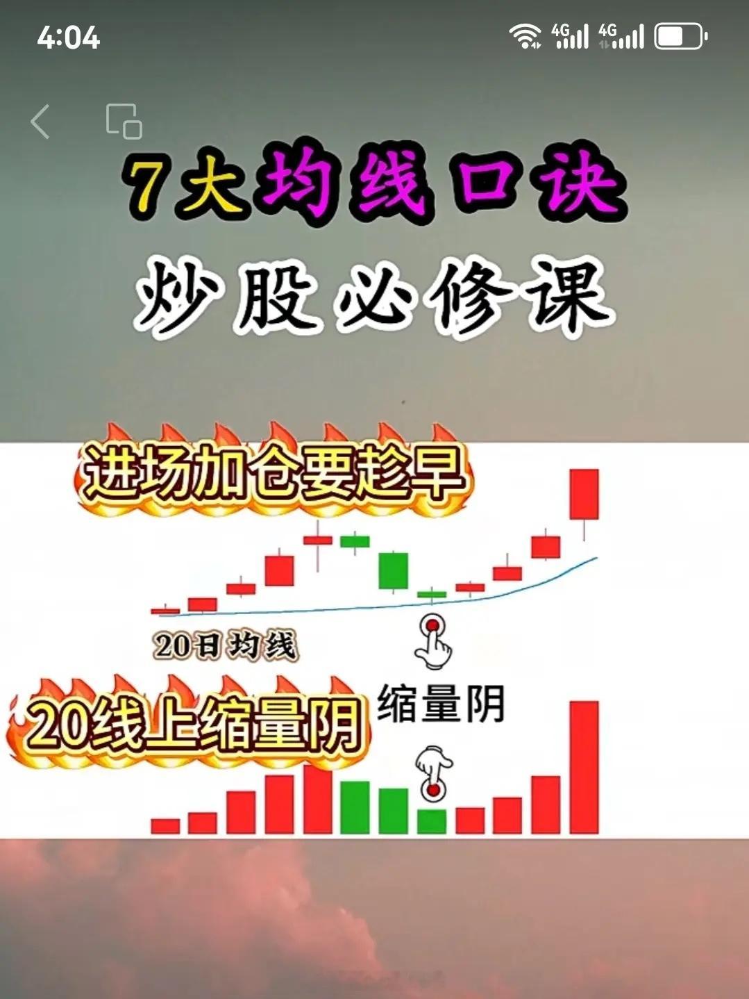"20日线上缩量阴，进场要趁早" 是一句经典的短线低吸口诀，核心是 顺势回调、缩