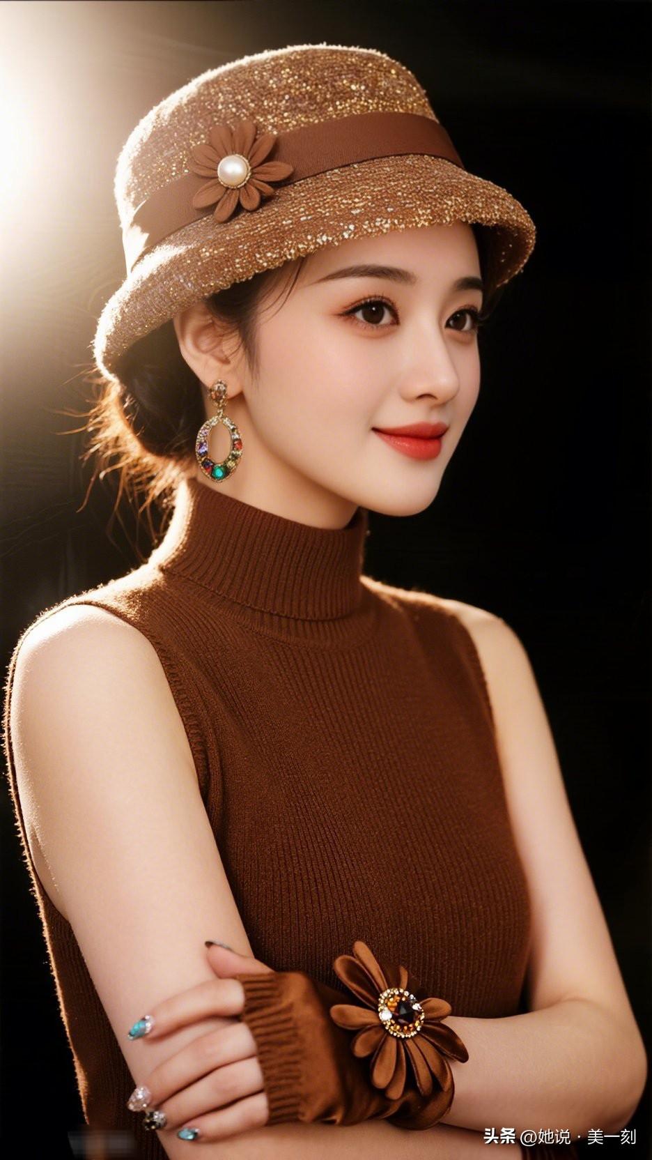 优雅复古风，精致妆容与复古帽子的完美搭配，尽显女性魅力！🌟👗👒什么样的女人