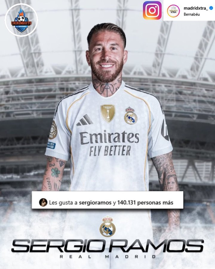 拉莫斯在IG上点赞了一篇关于他重返皇家马德里的帖子。皇马