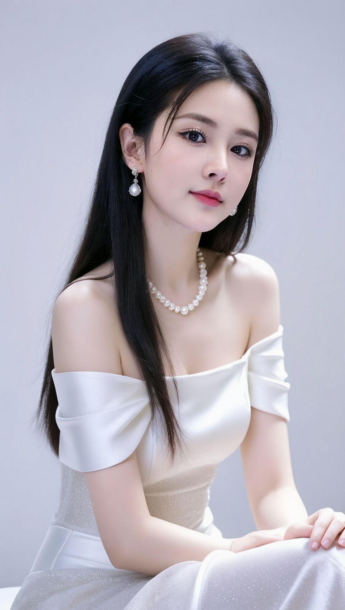 AI柔美白裙照 抖音ai创作