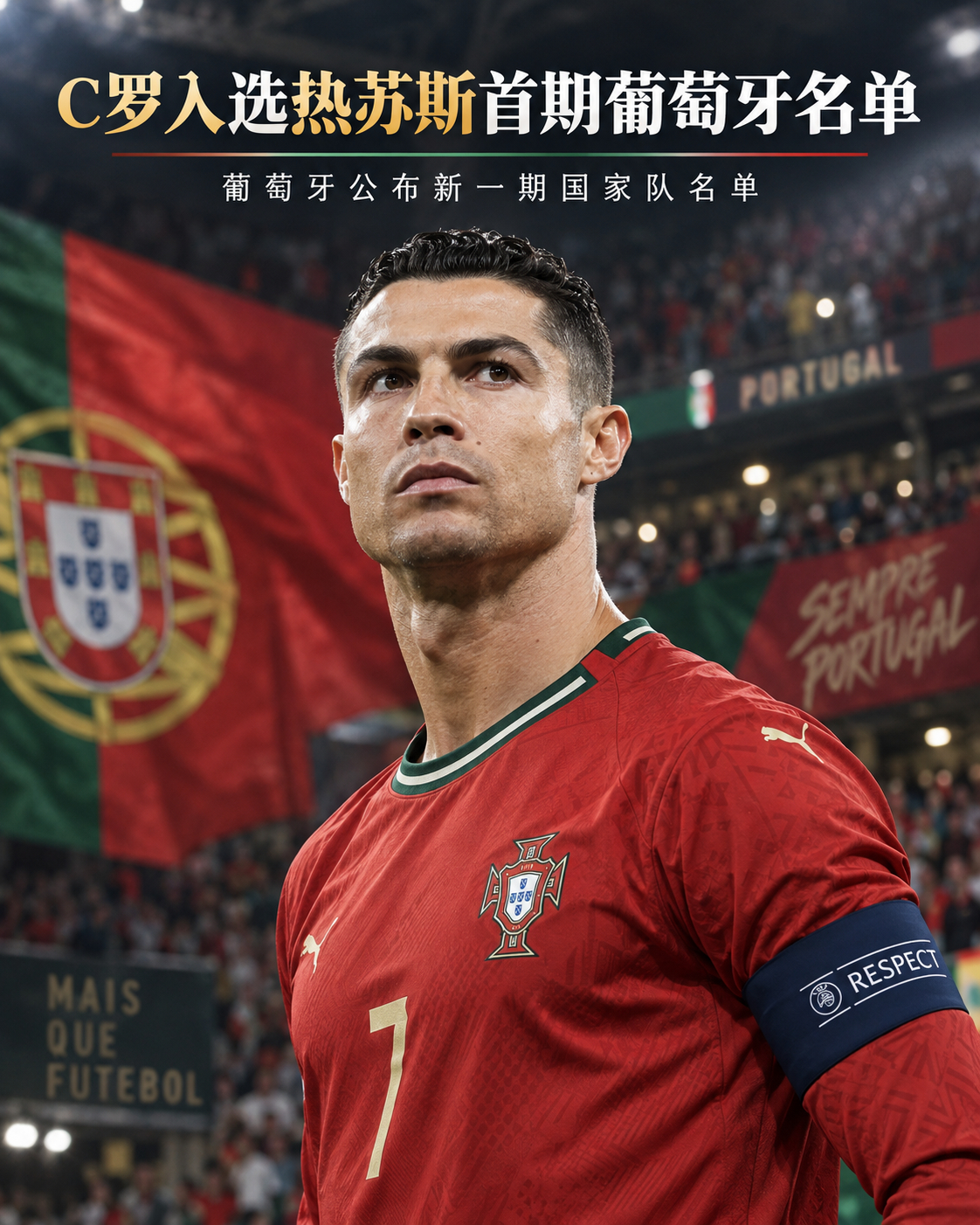【C罗入选热苏斯首期葡萄牙队名单】据《The Athletic》报道，41岁的C