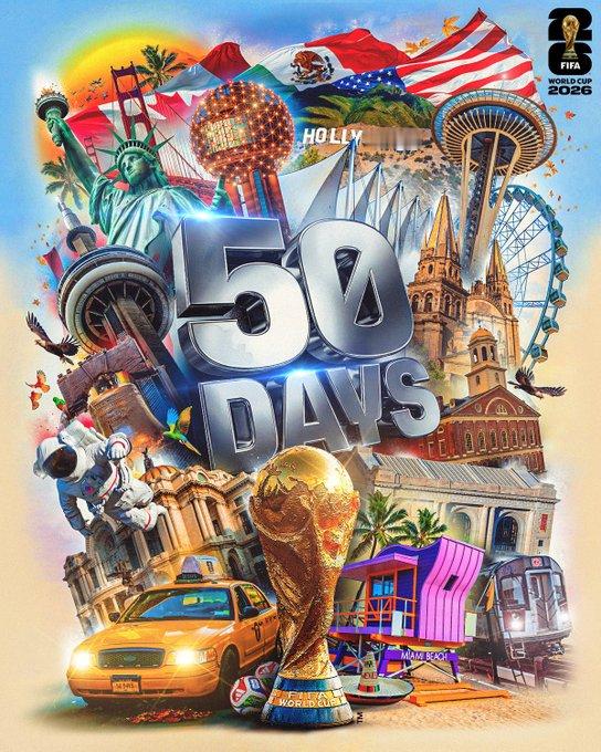 倒计时继续……距离全世界的目光转向加拿大、墨西哥和美国还有50天 