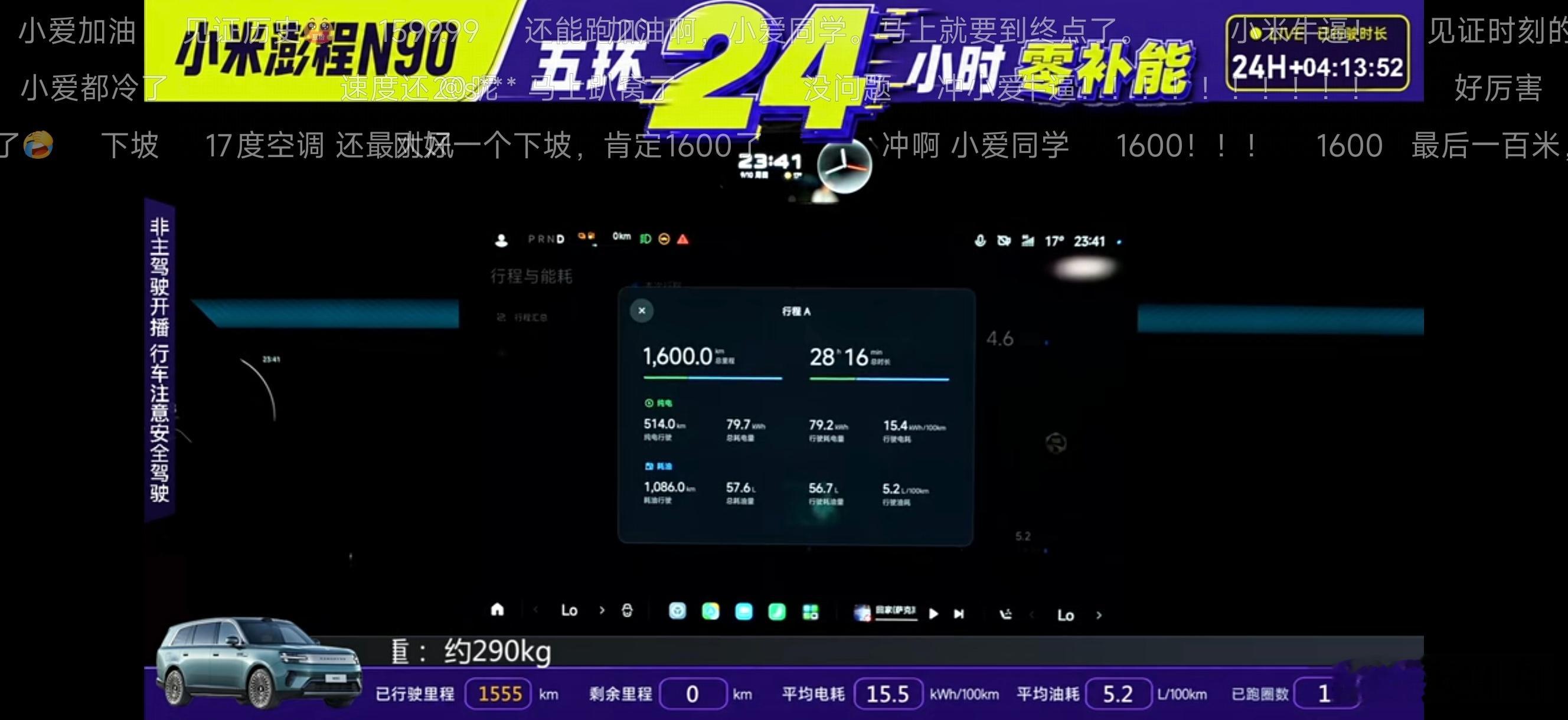 小米澎程N90 Max，北京五环24小时零补能挑战刚刚结束！CLTC续航达成率：
