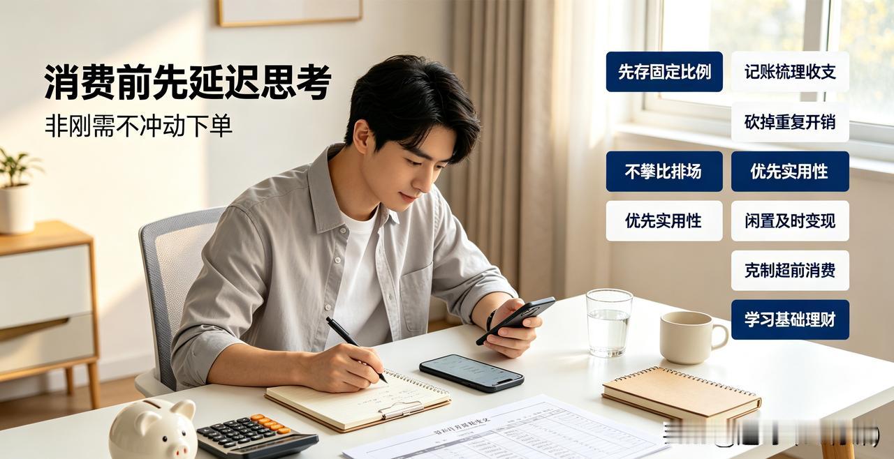 存钱厉害的人都有哪些习惯?

消费前学会延迟思考，非刚需物品绝不冲动下单，主动避
