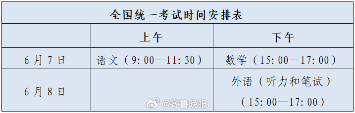 #2025山东高考时间#【#山东夏季高考各科考试时间安排#】众所周知，2025年