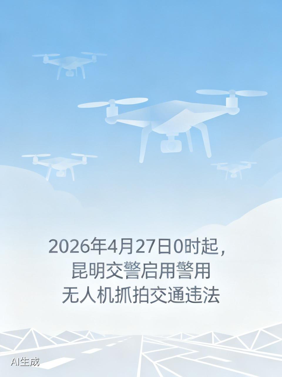 2026年4月27日0时起，昆明交警启用警用无人机抓拍10种交通违法行为啦！
