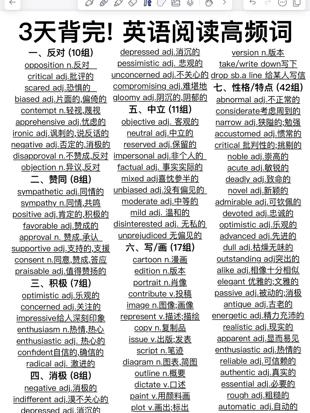 3天吃透，闭眼选答案！402个阅读理解高频词