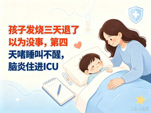 孩子发烧三天退了以为没事，第四天嗜睡叫不醒，脑炎住进ICU