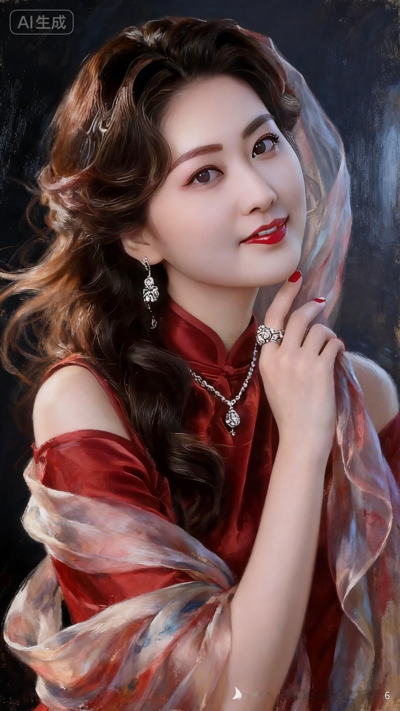 复古红衣美人，优雅气质尽显！