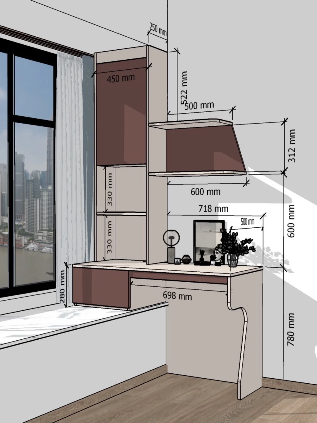 飘窗边想要梳妆台的看过来了