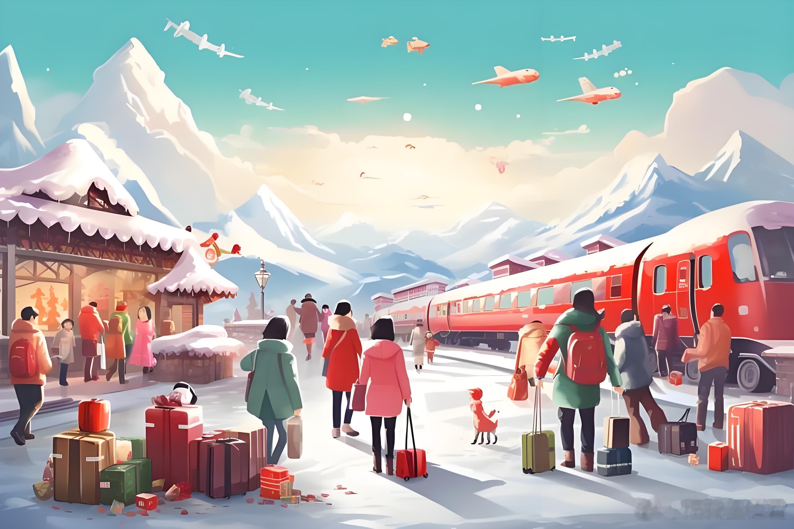 12306已发售春运期间车票超1.5亿张早上刚到机场就已经感受到了浓浓新春氛围，