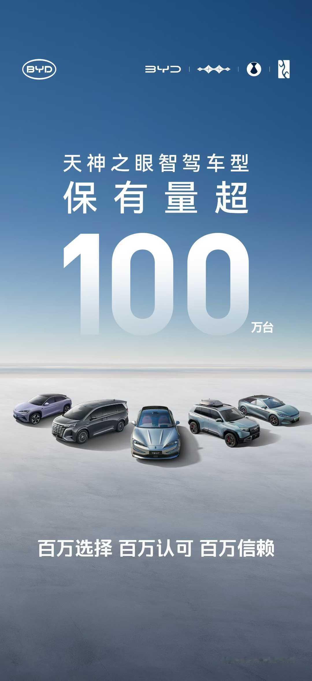 比亚迪天神之眼智驾车型保有量超 100 万台。这个量级估计很少有玩家能跟上吧？从