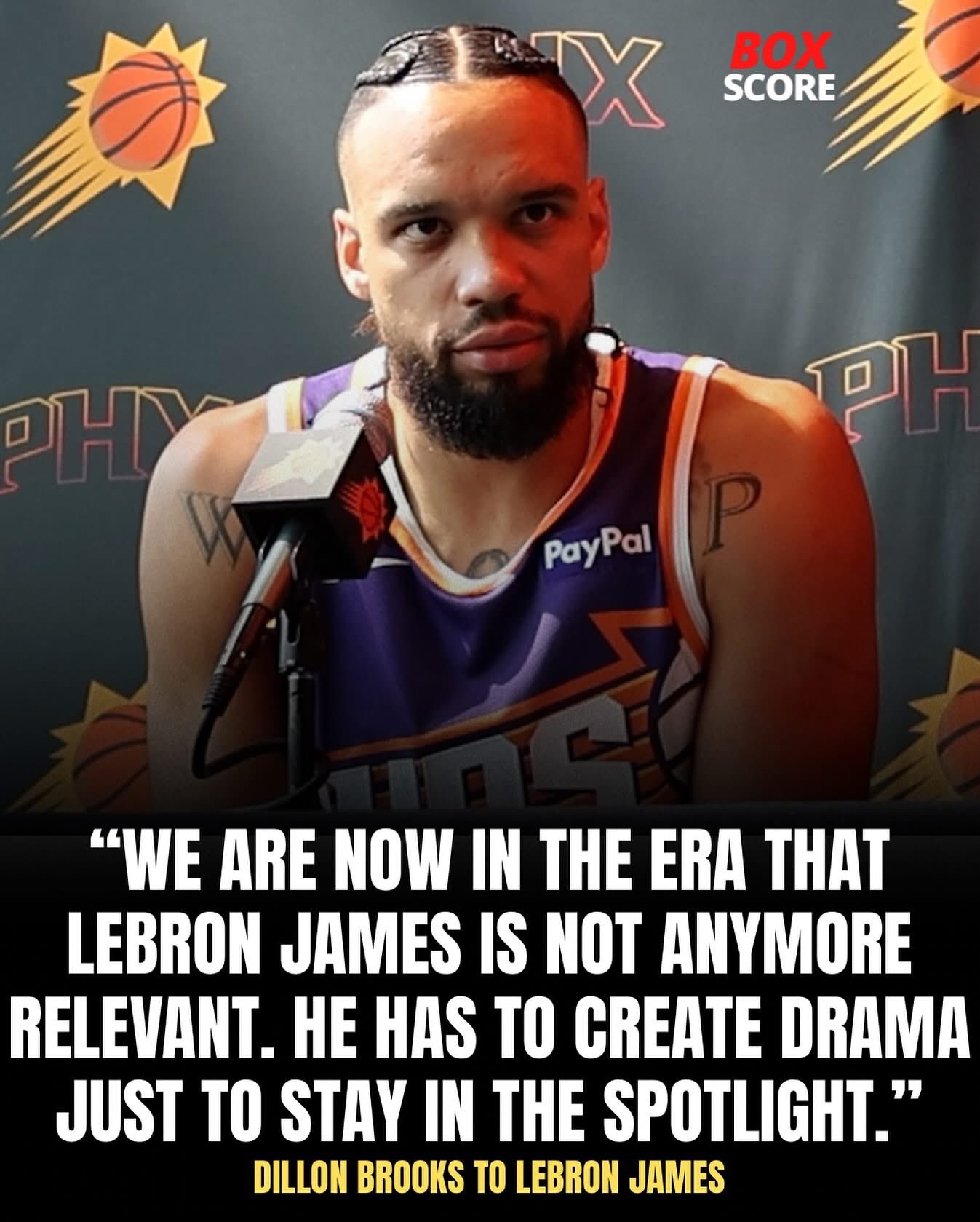 狄龙谈詹姆斯“决定二”：幼稚，他要靠制造话题维持热度太阳后卫狄龙-布鲁克斯近日在