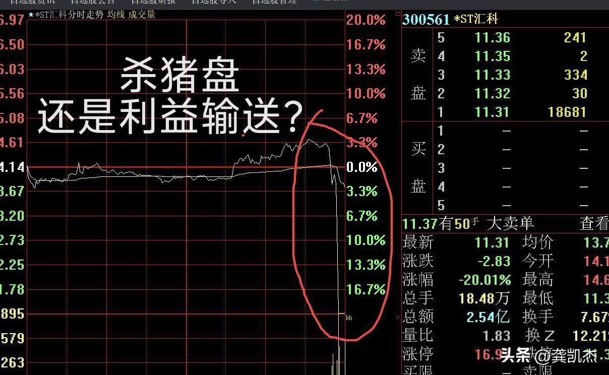 尾盘跳水23%，这种走势是杀猪盘还是利益输送？（不碰ST股票。）