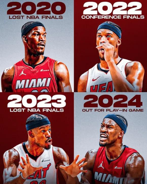 巴特勒近四年战绩：两次总决赛，一次东决，今年附加赛缺阵。这履历已经很强了。今天热