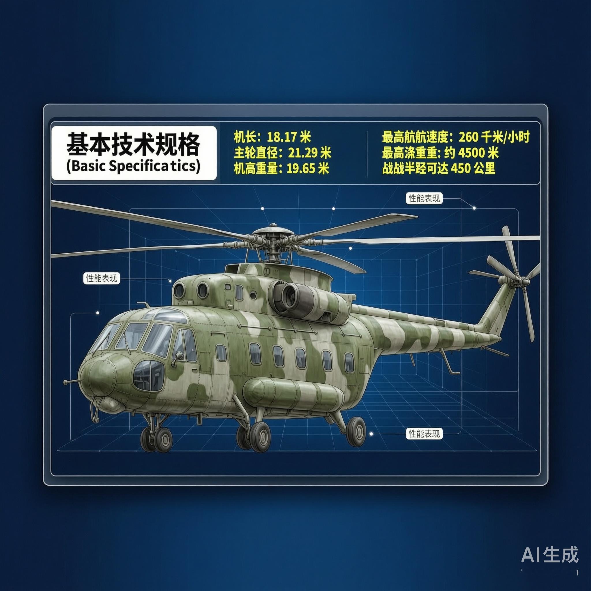 军事ai新视野 米-8/17/171“河马”运输直升机［苏］机长：18.17米主
