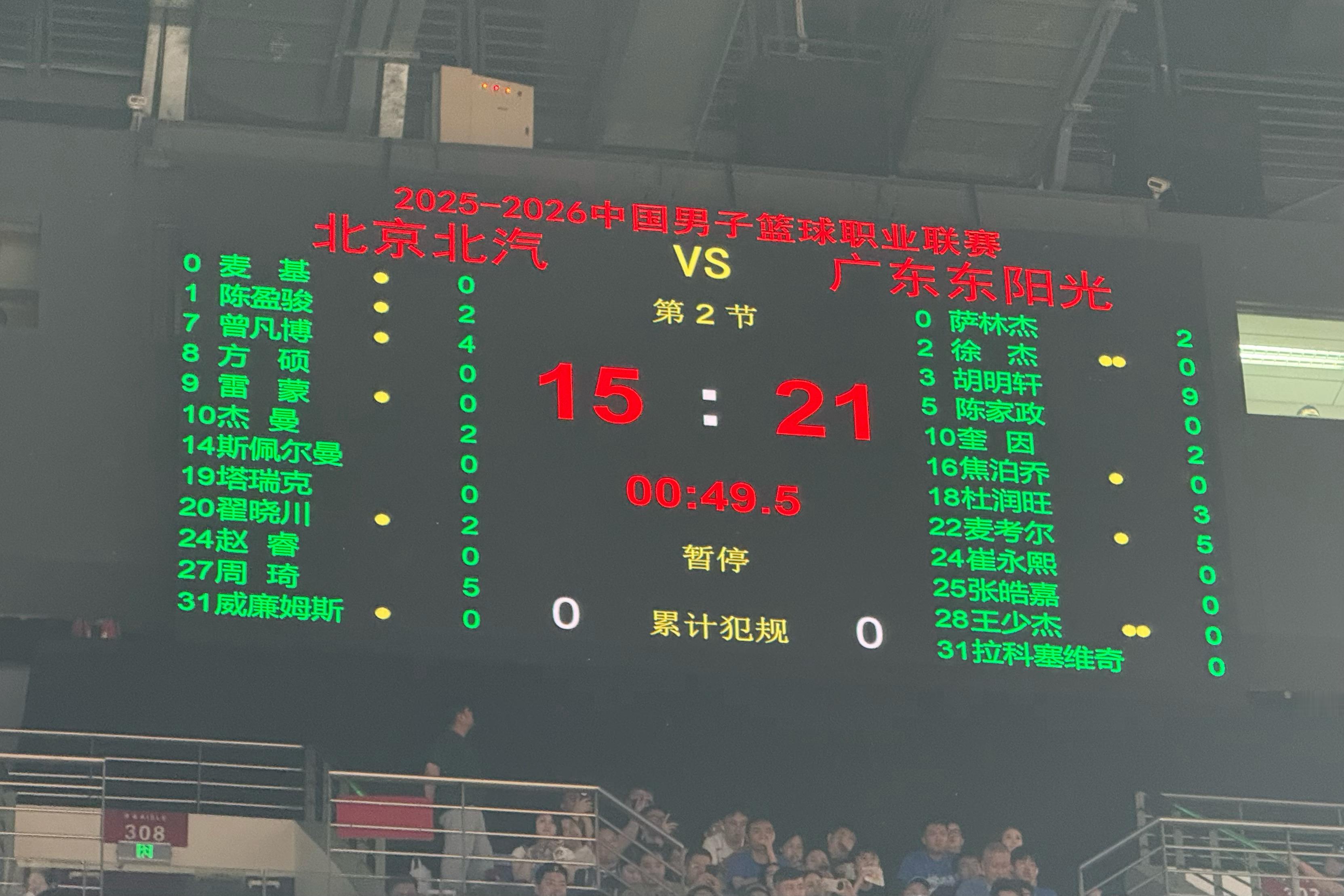 胡明轩担起责任投进压哨球，广东东阳光首节领先6分。北京北汽第一节进攻太差了，外援