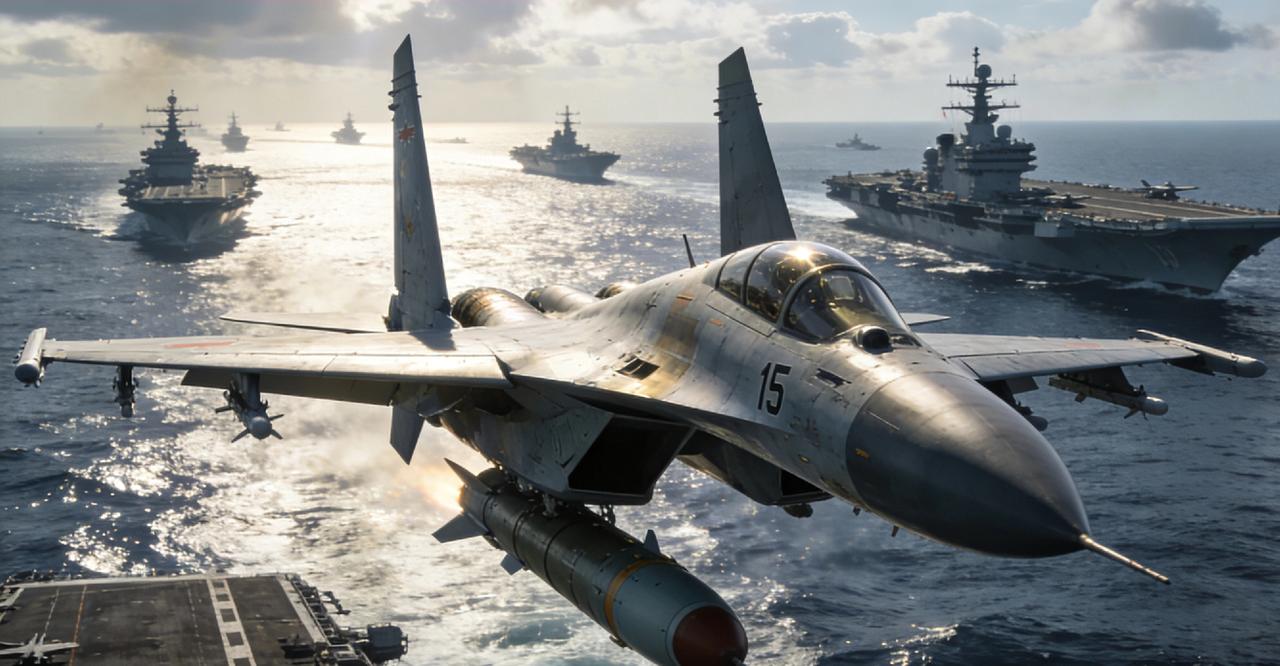 歼15舰载机挂载鹰击-15有多稳
 
歼-15机身重载挂点充足，适配鹰击-15的