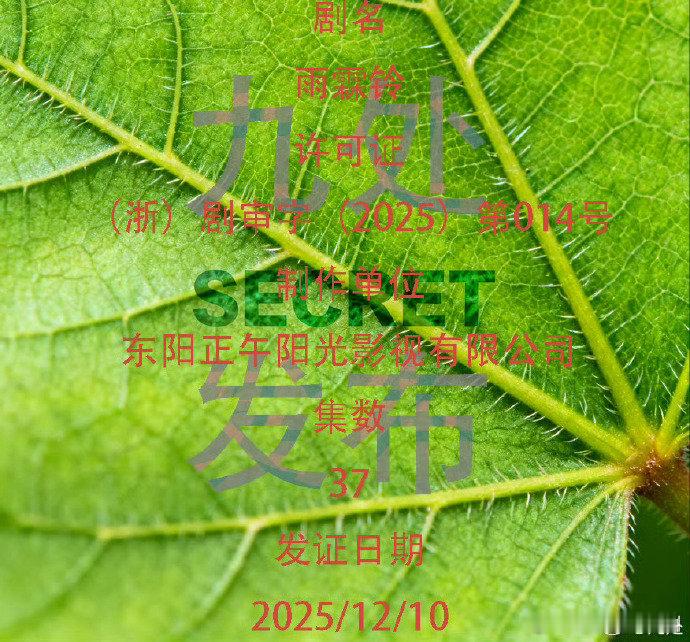 杨洋章若楠雨霖铃已过审下证 