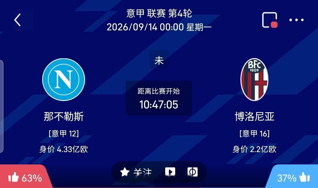 【足球】周日015意甲方向：那不勒斯vs博洛尼亚意甲：那不勒斯VS博洛尼亚时间：