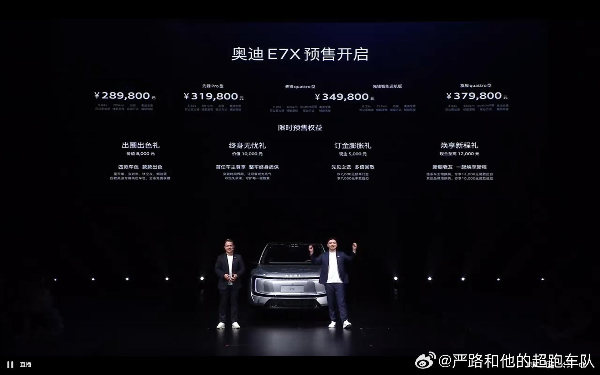 征服，自此平权刷圈霸榜的奥迪E7X卖28.98万起二十年前，要在赛道、雪地与山路
