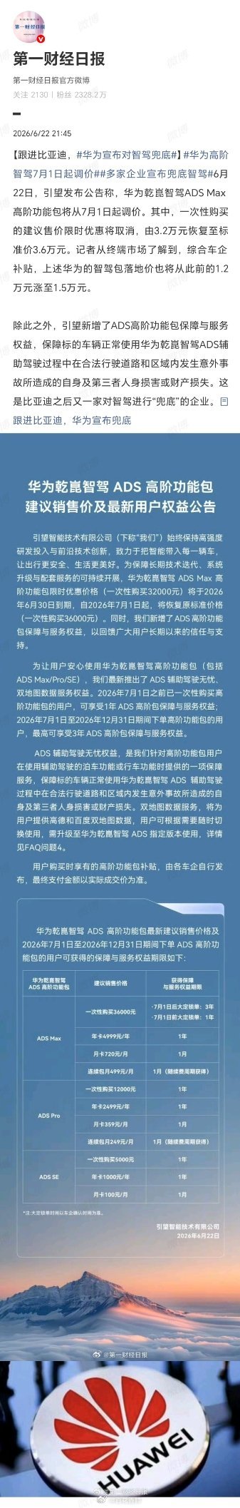 华为宣布对智驾兜底为华为和比亚迪点赞！是骡子是马，拉出来遛遛！真金不怕火炼，华为