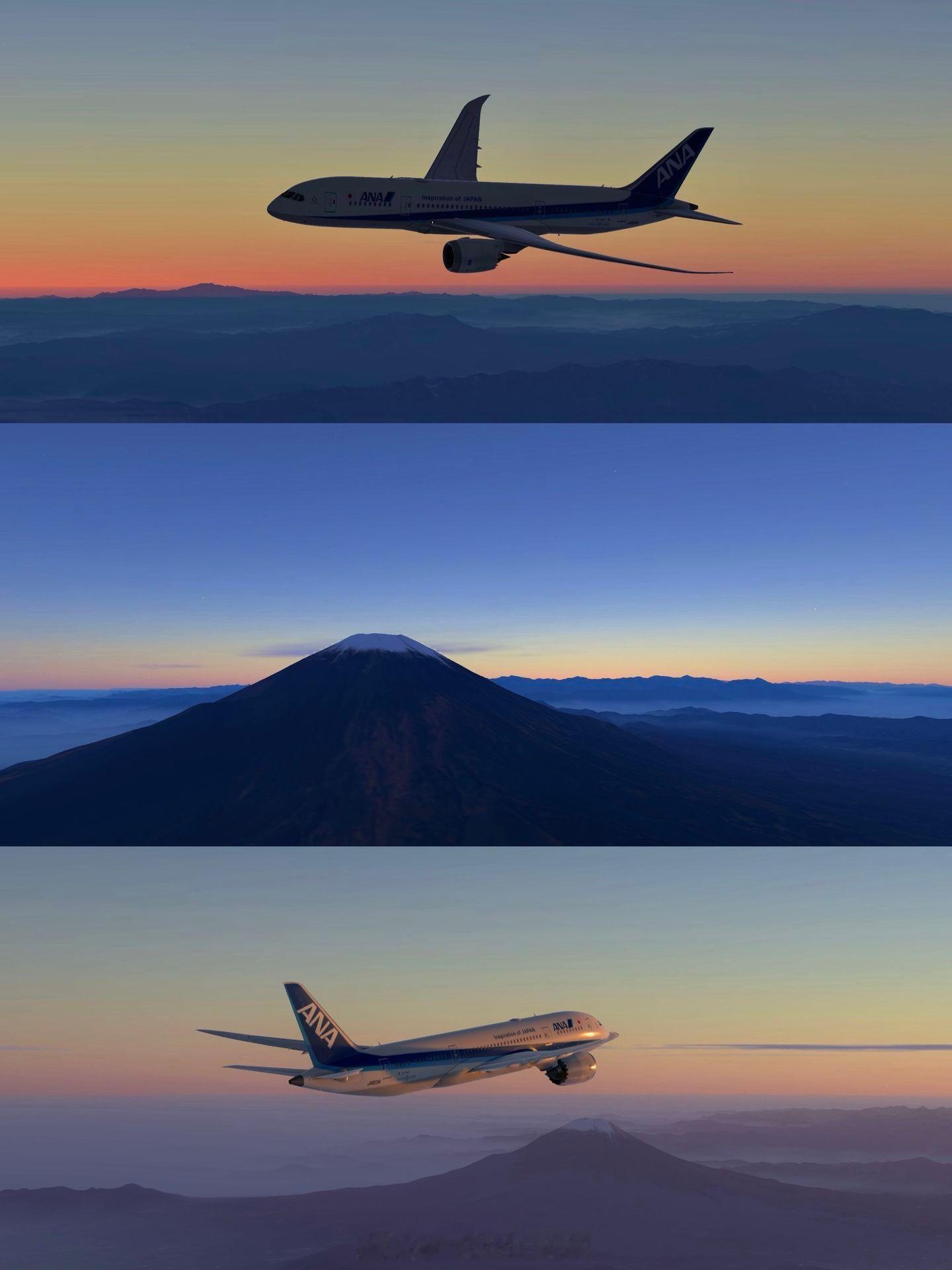 全日空787飞跃富士山航空摄影航空创作计划壁纸 济南