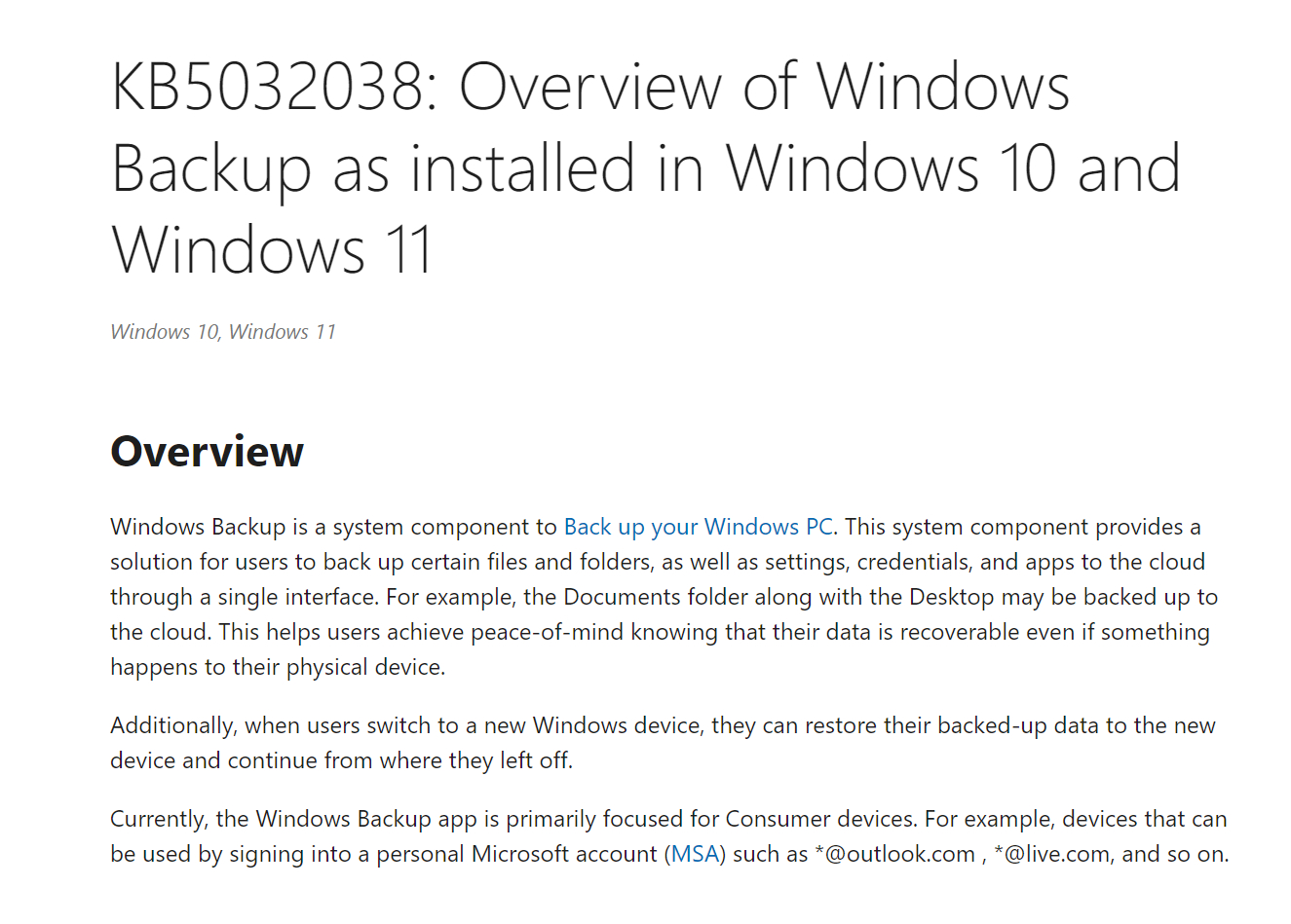 由 OneDrive 驱动的 Windows 备份体验已经开始向 Windows
