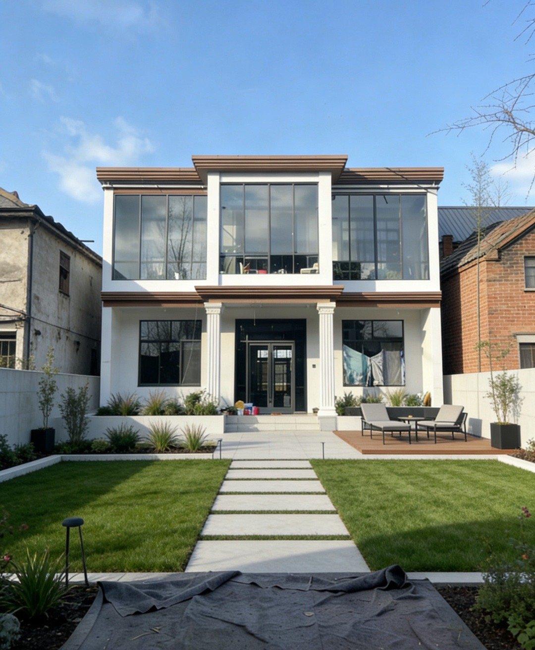 年后老家祖宅拆了、左边是隔壁小叔家、我想建设图二样子、但是家里想法和小叔家意思建