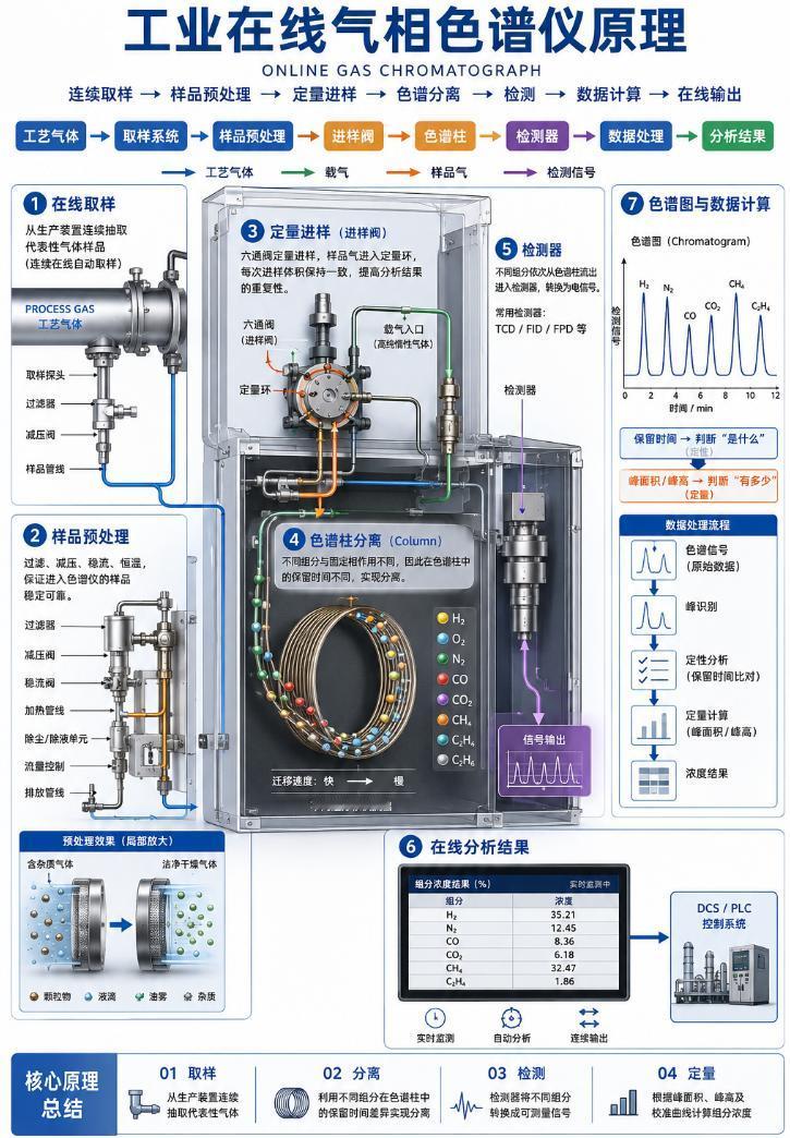 在线气相色谱仪“四步法”全解析：从取样到定量，工业气体的“实时身份证”如何生成？