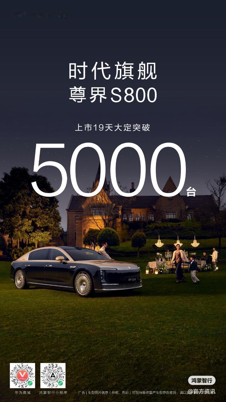 尊界 S800上市19天大定5000辆！要知道这可是70w+的豪华车啊！70w+