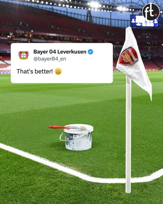 勒沃库森俱乐部在今晚对阵阿森纳的比赛前，在其官方X账号上发布了这条消息。 🤣?