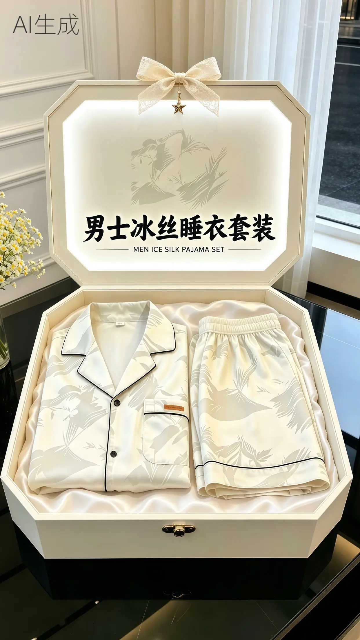 男士冰丝睡衣 冰丝睡衣套装