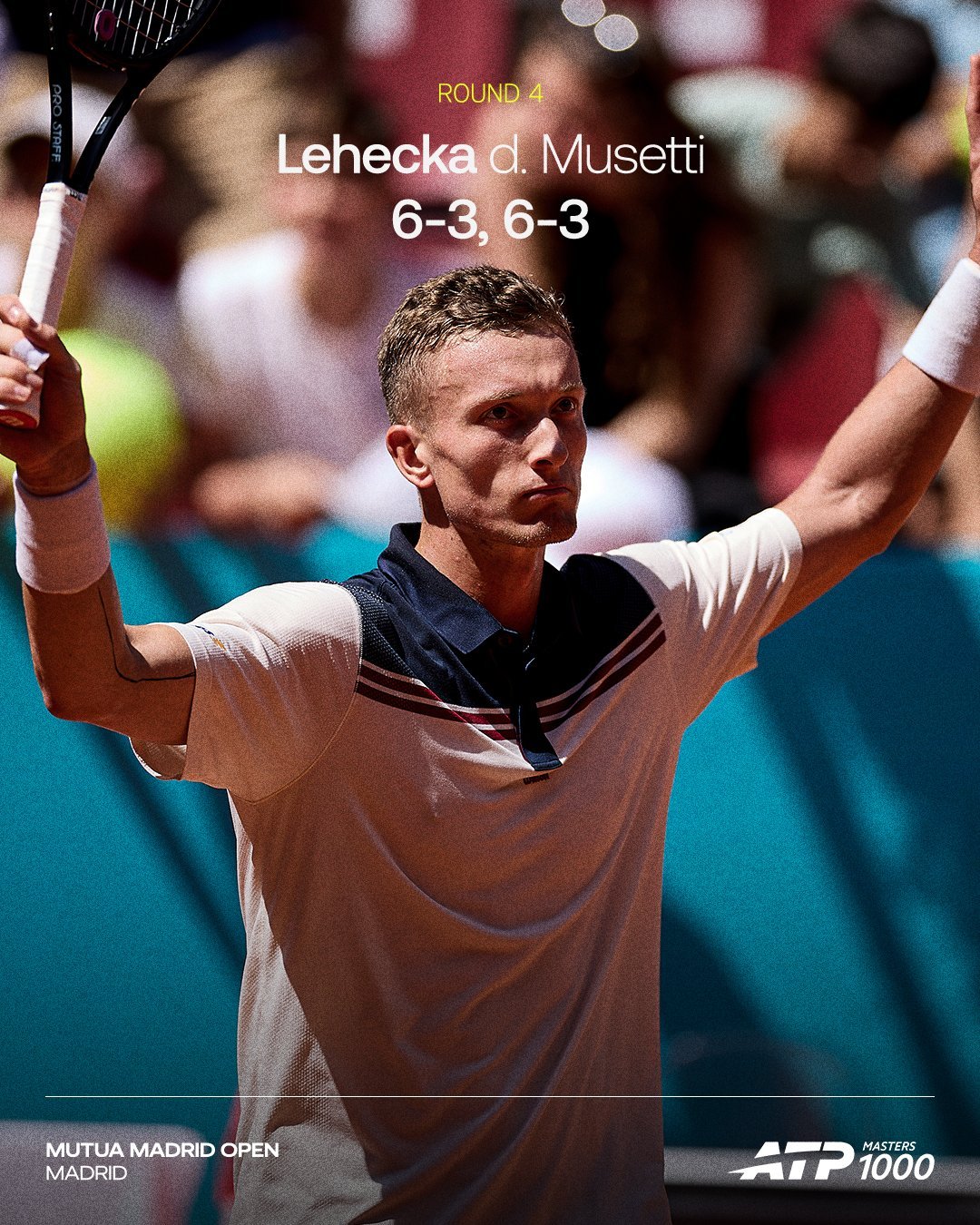 莱赫奇卡两个6-3淘汰穆塞蒂，跻身马德里八强，将战菲斯。网球ATP体育大赏