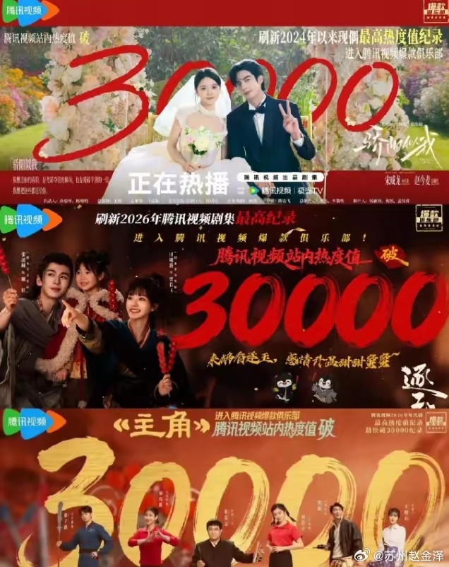 三大平台2026共9部热度破万剧！腾讯破万剧集是去年12月份上线的《骄阳似我》，
