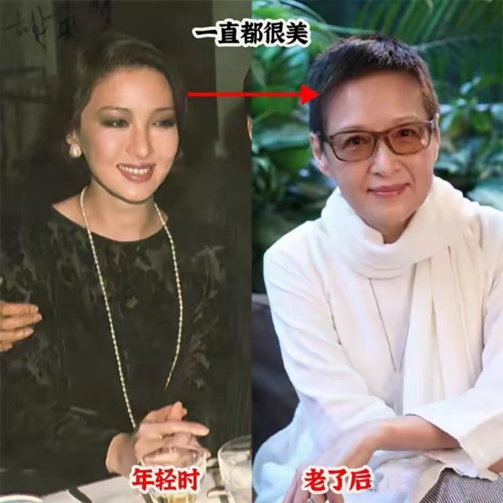 下图是李敖前妻胡因梦年轻时和年老时的对比照片，相比一众强行驻颜的美人，胡因梦是例