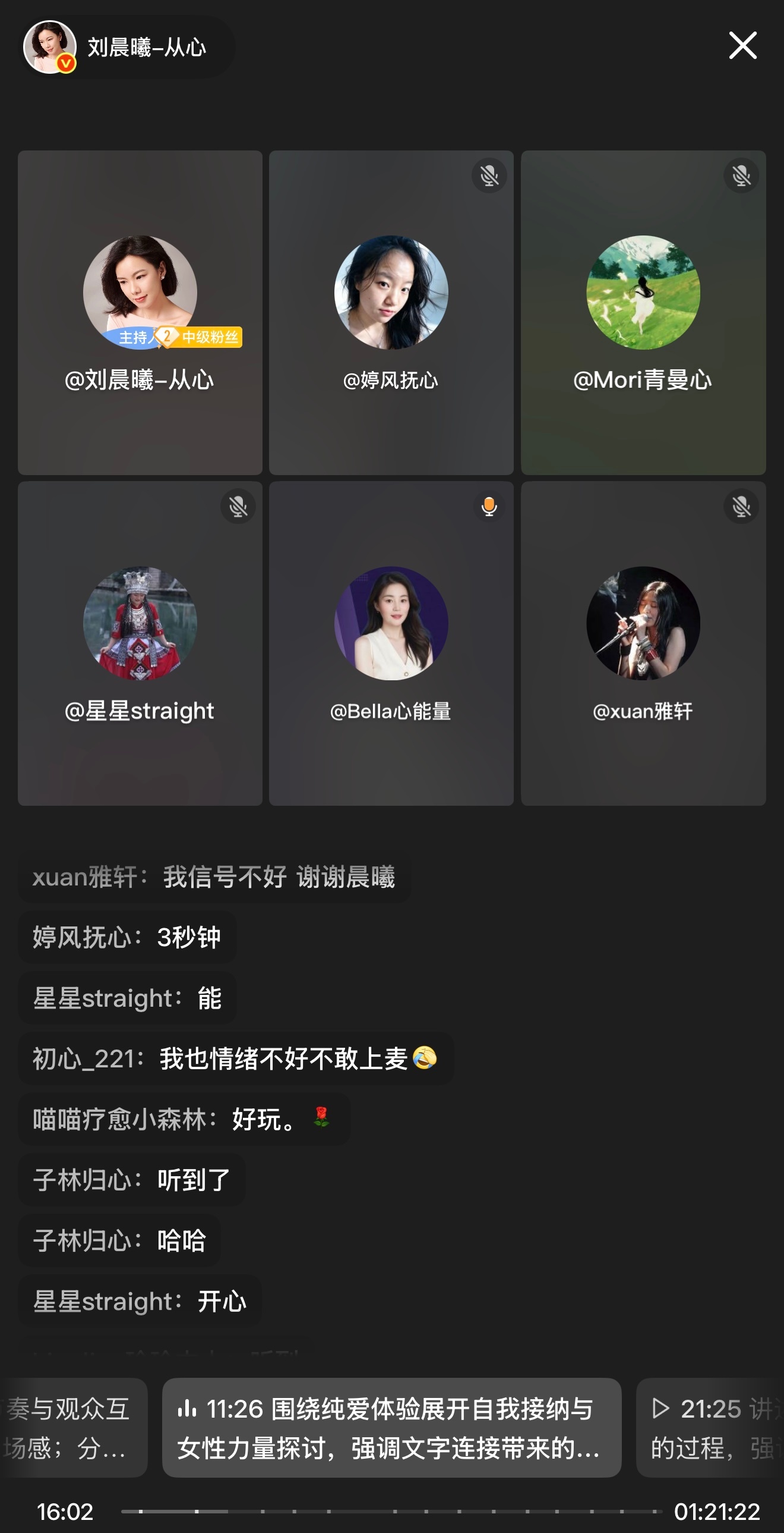 今天第一期“从心派对”语音厅聊天很开心。以后每周二安排一场线上语音派对。大家有需