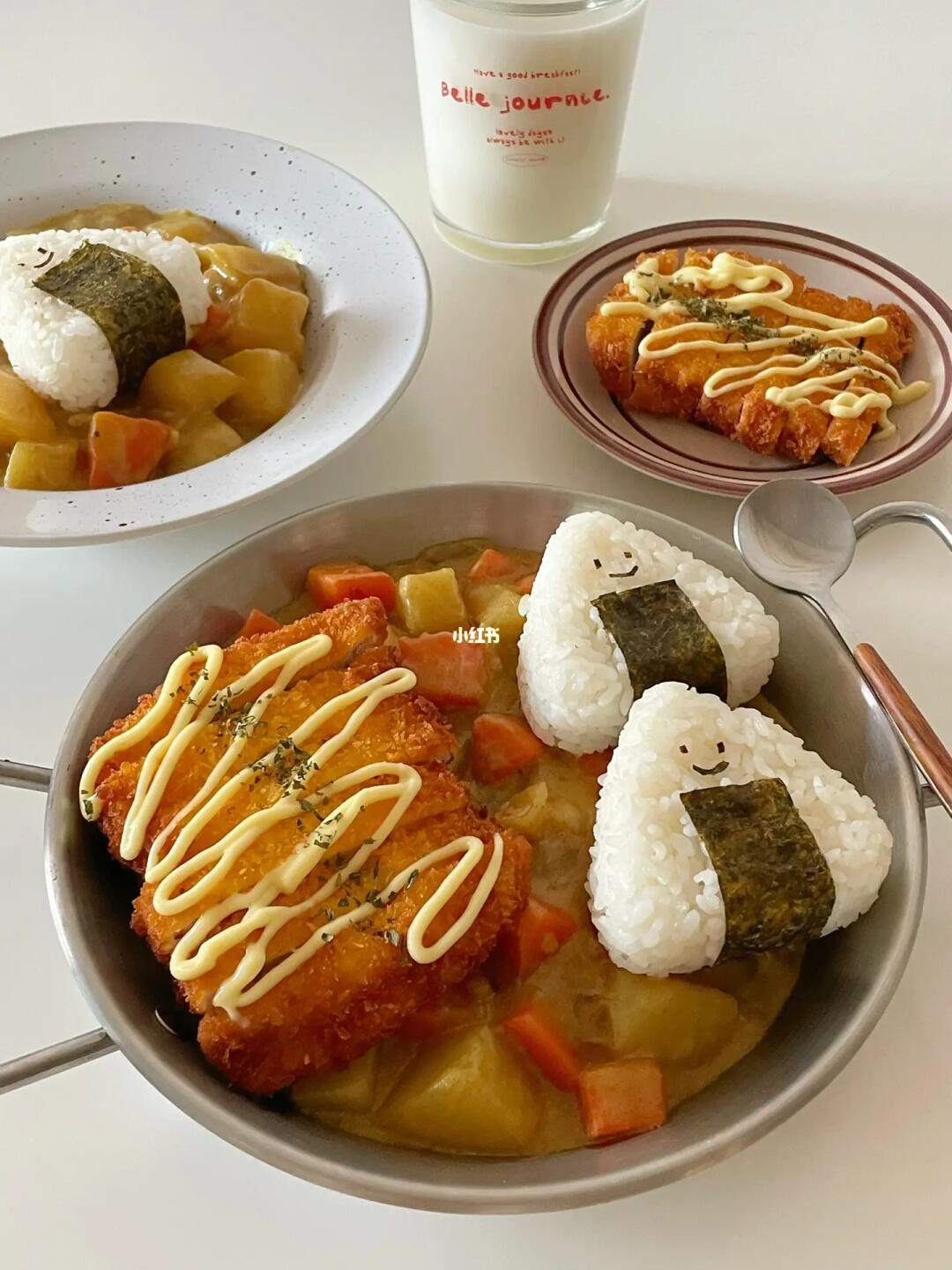 宅家自制🍳可爱饭团🍙炸猪排咖喱饭🥩