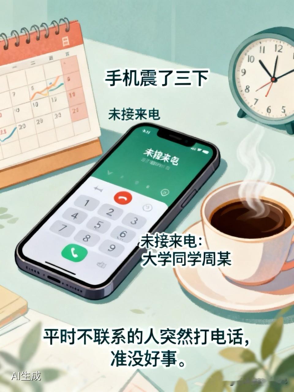 今天早上手机震了三下，我瞥了一眼屏幕——是大学同学周某，我们上一次联系，还是两年