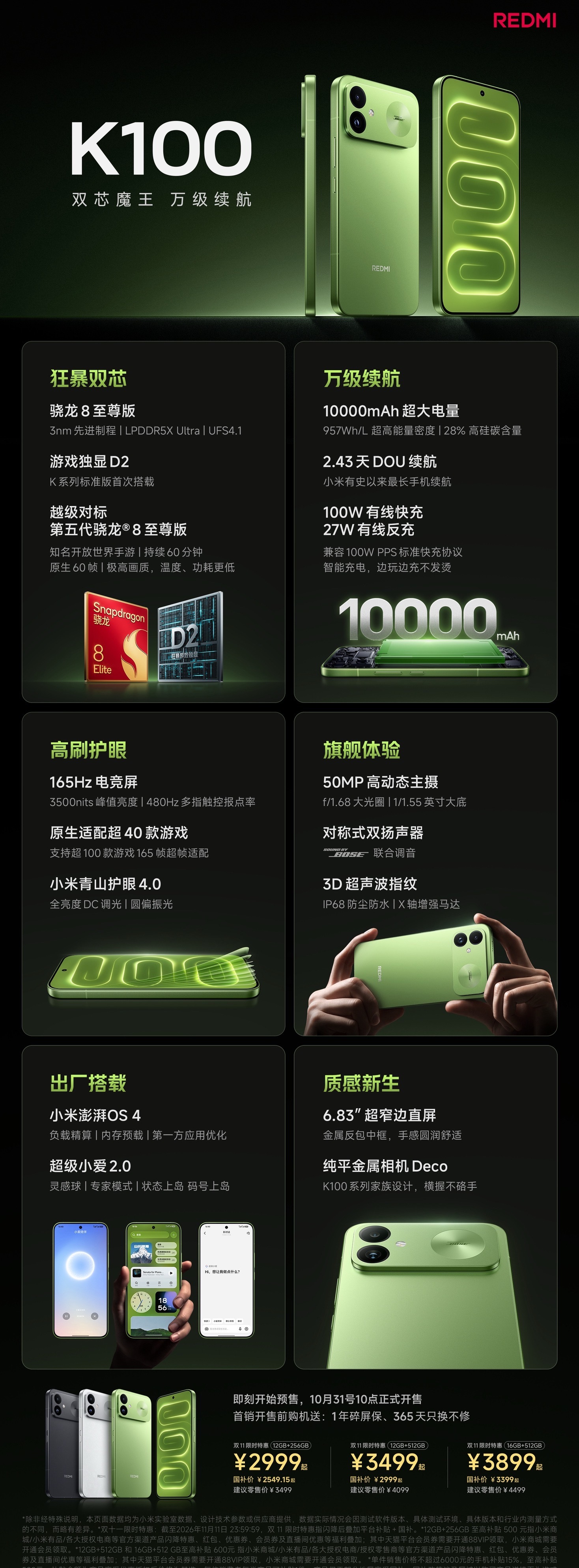 红米发布会 REDMI K100来了！今年中端机的续航天花板诞生！标准版首次下放