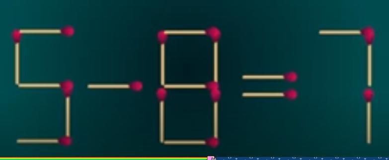 来挑战啦！看这火柴棒拼成的 \5 - 8 = 7\
，等式明显“闹脾气”不成立～