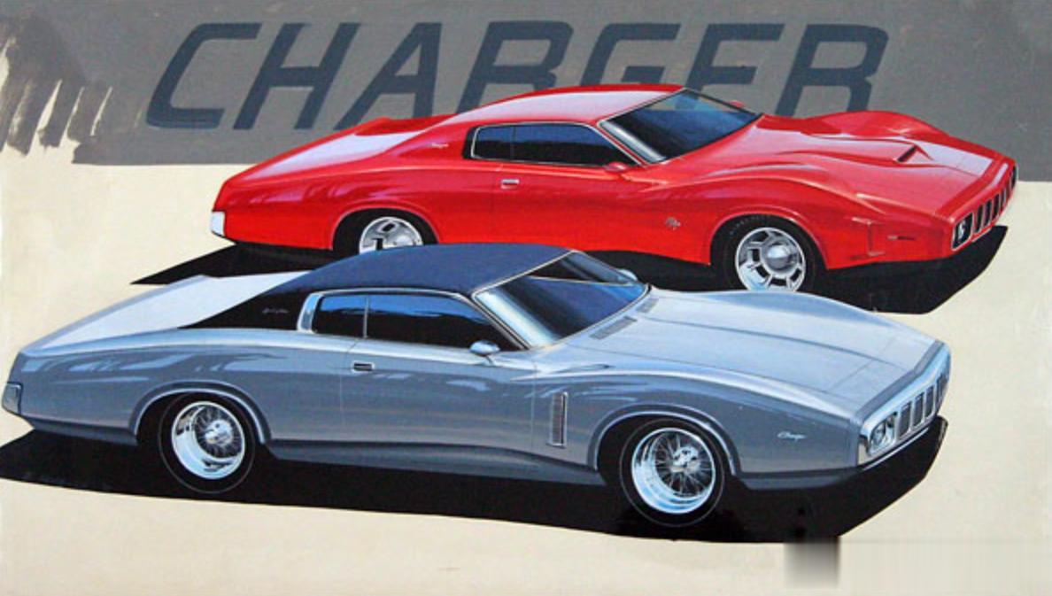 底特律辉煌时期的代表作
1、Dodge Chargers提案，设计师Bob Hu