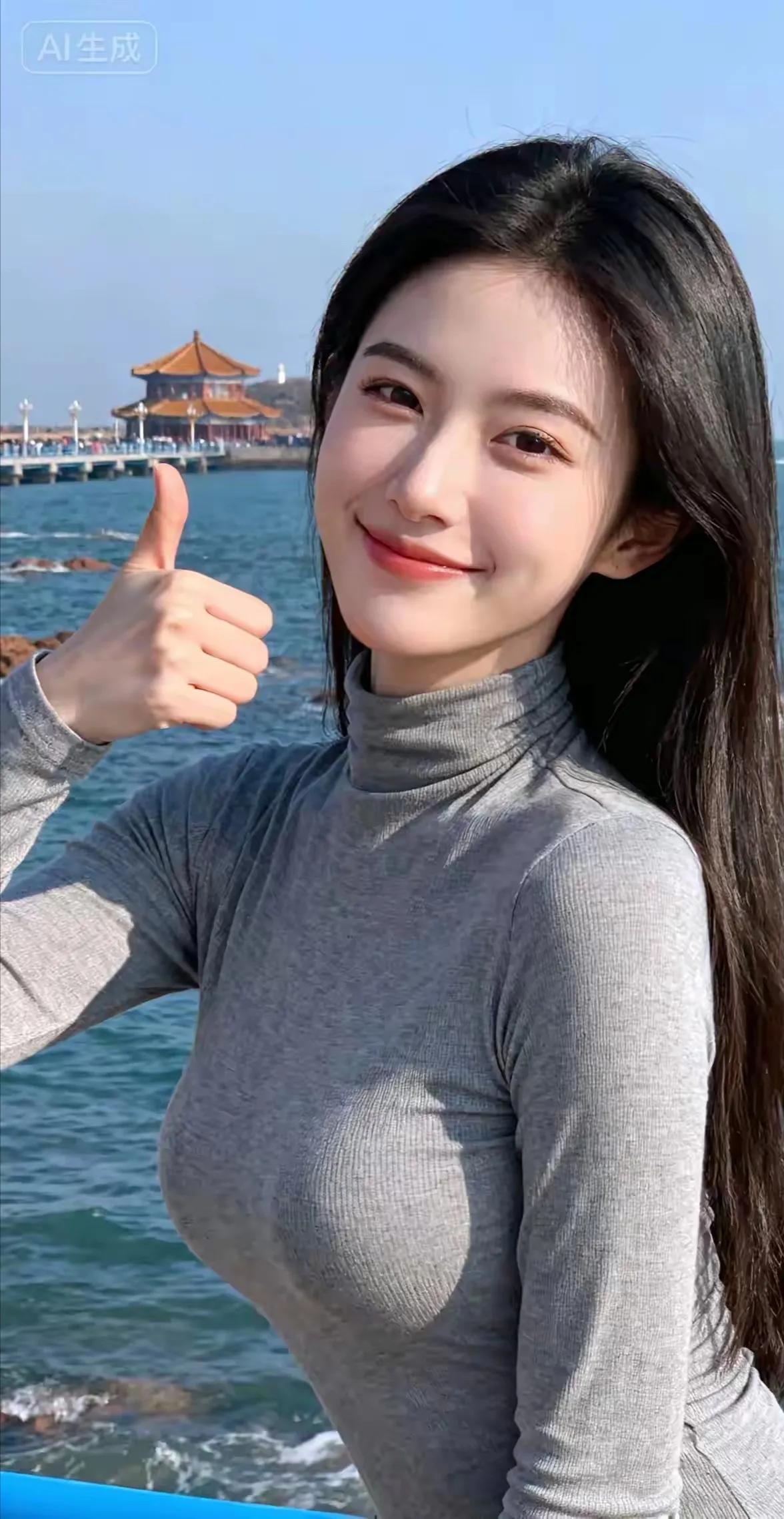 海边打卡，阳光明媚，元气满满的一天！🌞👍