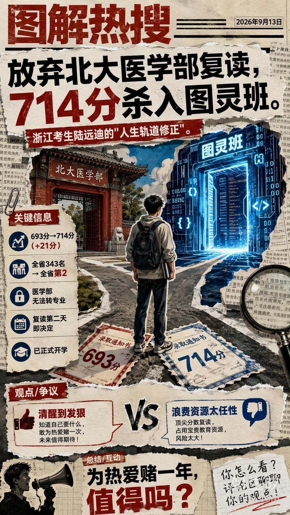 考上北大男生复读后进北大图灵班 浙江考生陆远迪的故事最近引发了不少讨论——去年高