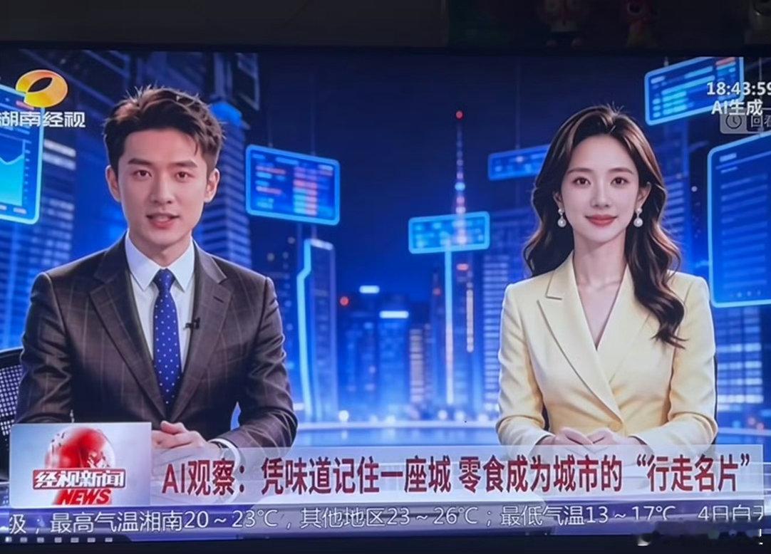 湖南广电 AI播新闻前段时间还只是短视频新闻这样，现在电视台居然都这样了，除了在